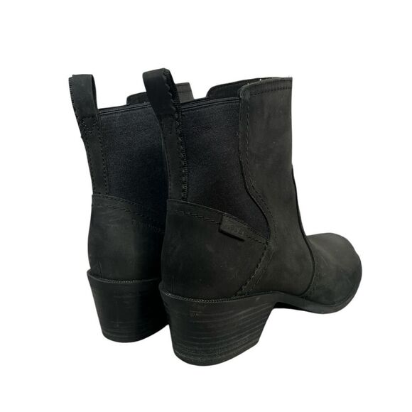 Teva Boots Womens 7.5 Anaya Chelsea Waterproof Ankle Bootie Black Leather 7 1/2 - Picture 4 of 6